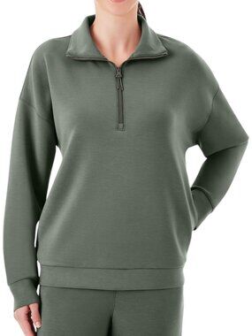Member’s Mark Women’s Small Sandwash Quarter Zip & Crop Pants Lounge Set Green